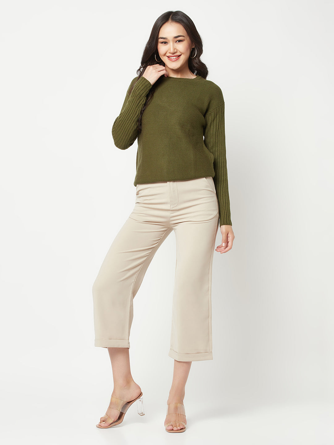 Olive Round Neck Sweater