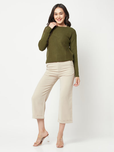 Olive Round Neck Sweater