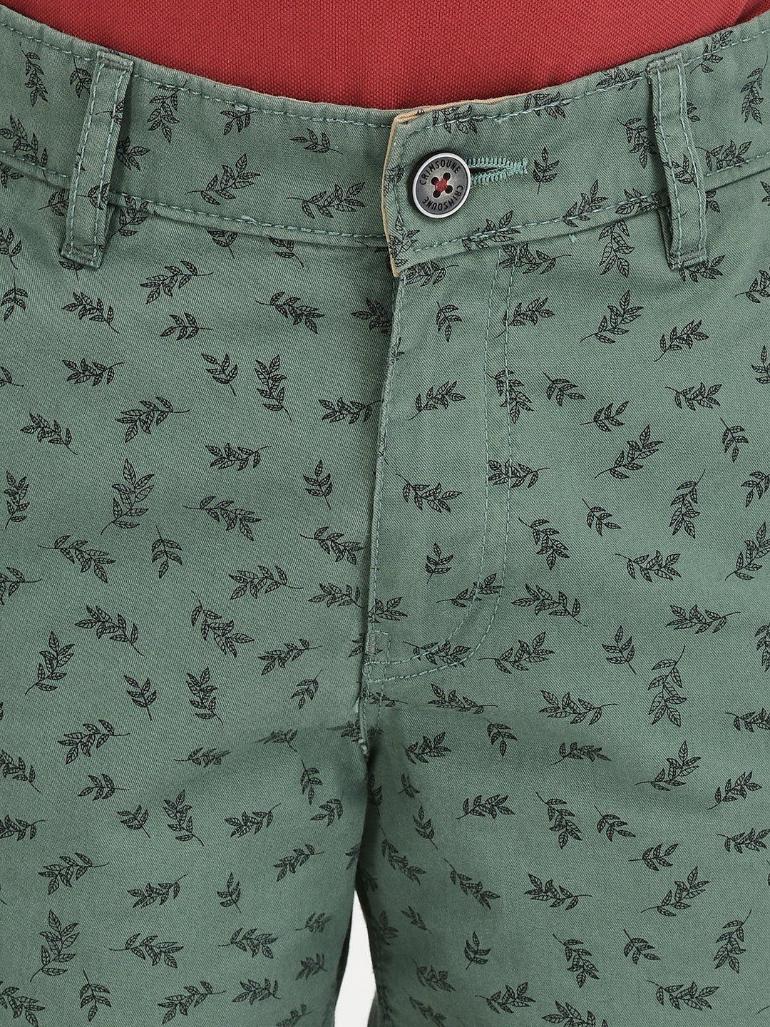 Green Floral Printed Shorts