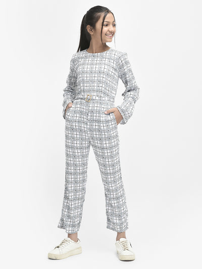  White Checked Jumpsuit