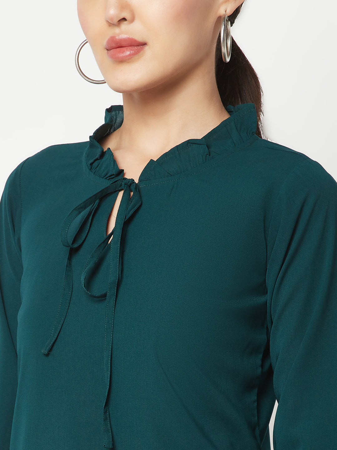Green Tie-Up Neck Top