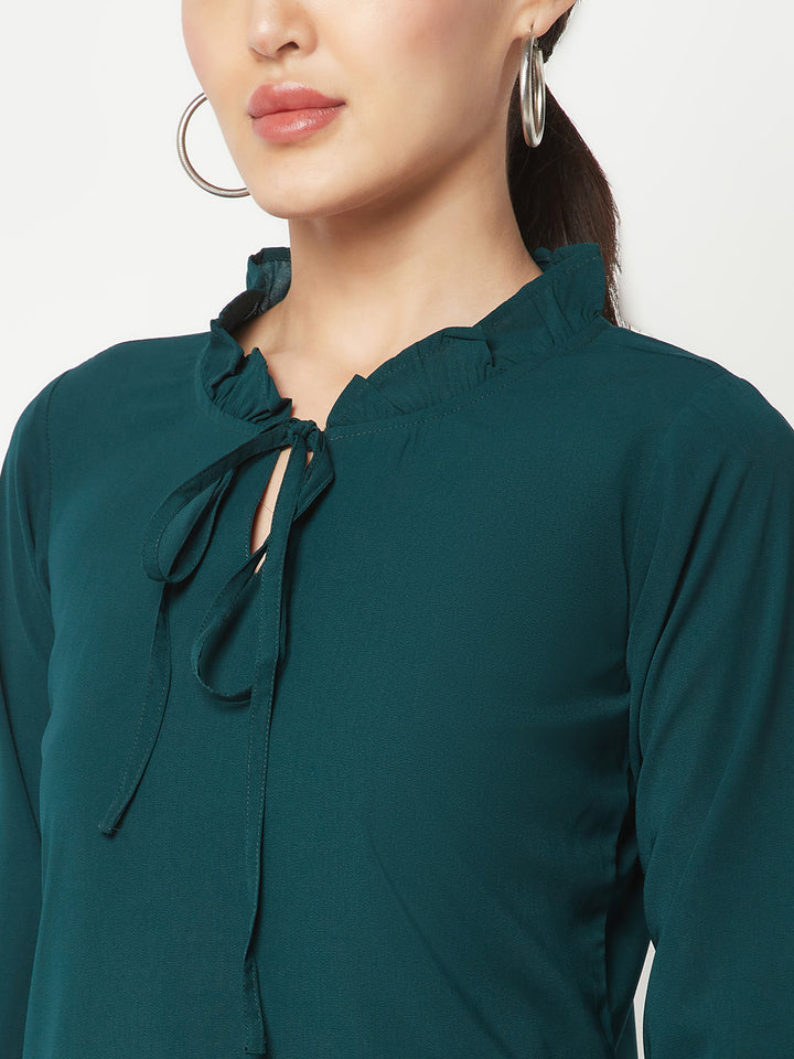 Green Tie-Up Neck Top