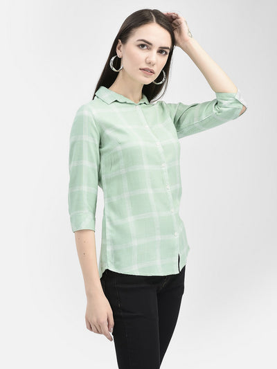 Windowpane Checked Mint Green Shirt