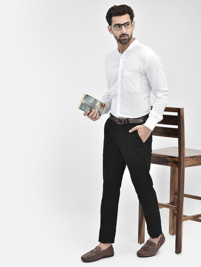 White Mandarin Collar Shirt