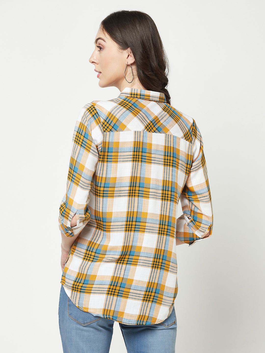  Mustard Checked Twin Pocket Shirt