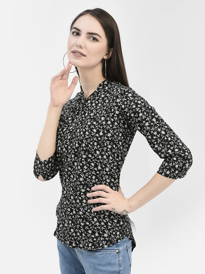 Floral Black Top