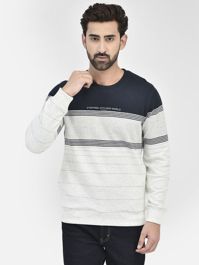 White Colourblocked Sweatshirt.