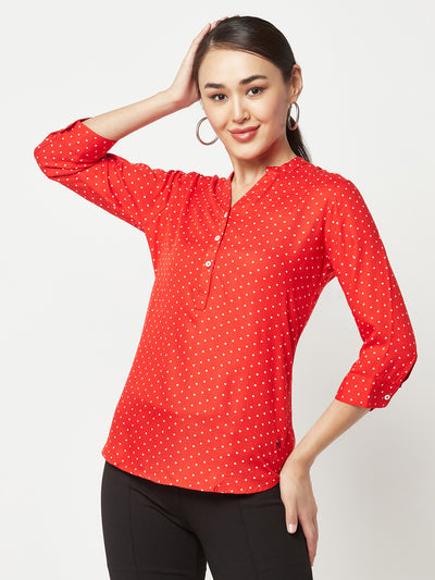 Red Polka Dot Printed Top