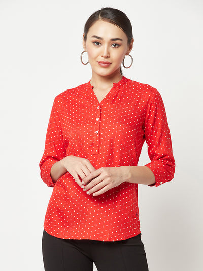Red Polka Dot Printed Top