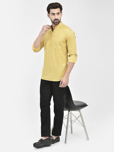 Yellow Printed Kurta.