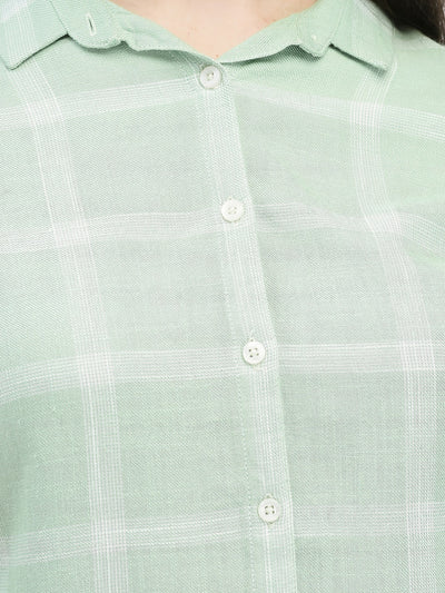 Windowpane Checked Mint Green Shirt