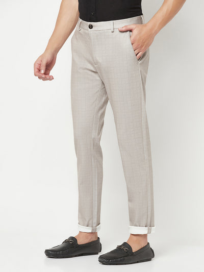 Grey Printed Formal Trousers