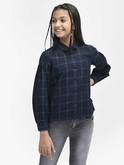 Navy Blue Top With Shirt collar