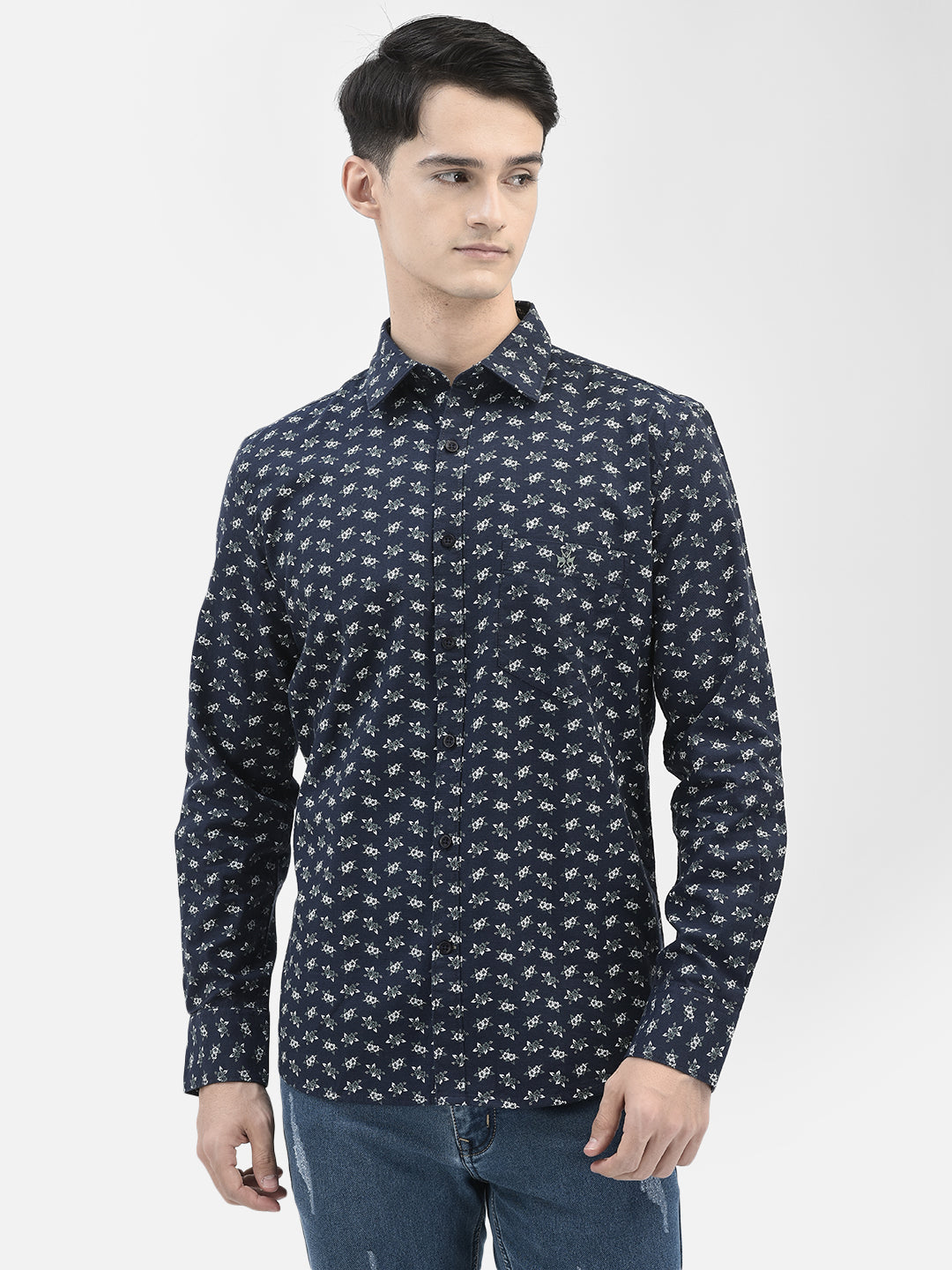Navy Blue Floral Shirt