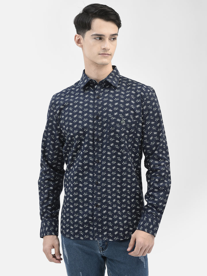 Navy Blue Floral Shirt