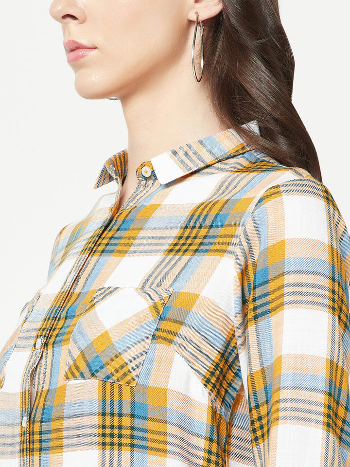  Mustard Checked Twin Pocket Shirt