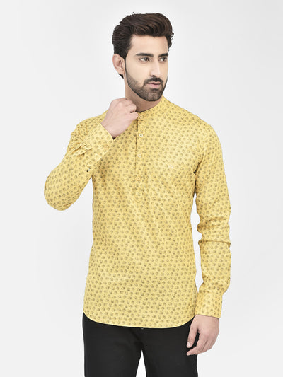 Yellow Printed Kurta.