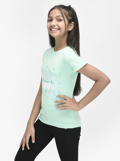 Mint-Green Printed T-shirt