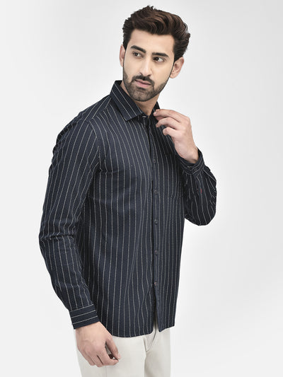 Navy Blue Stripes Shirt.