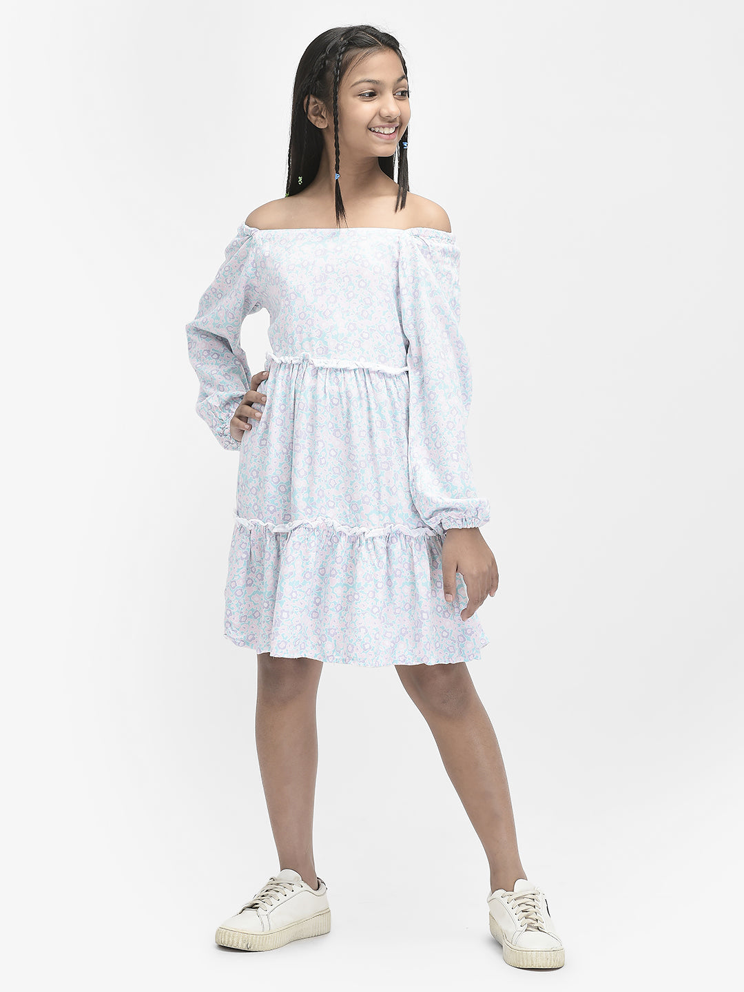 Pink Printed Knee Length Dress