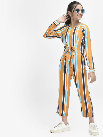  Mustard Vertical Stripes Jumpsuit