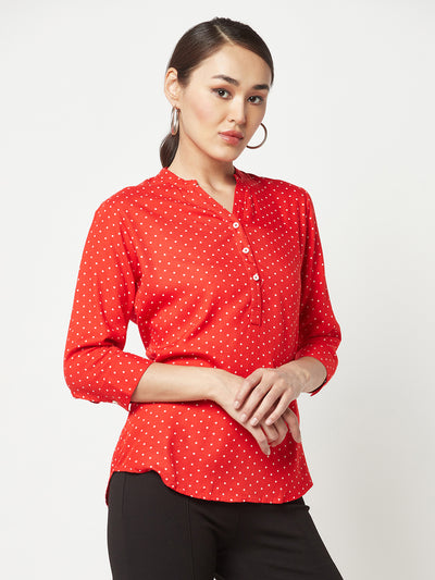 Red Polka Dot Printed Top