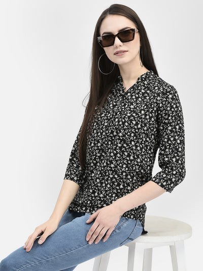 Floral Black Top