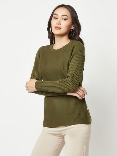 Olive Round Neck Sweater