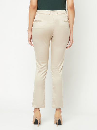  Beige Slim Cotton Trousers