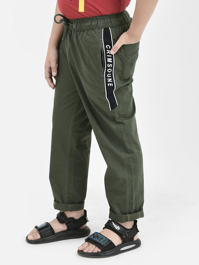 Olive Cotton Track Pants