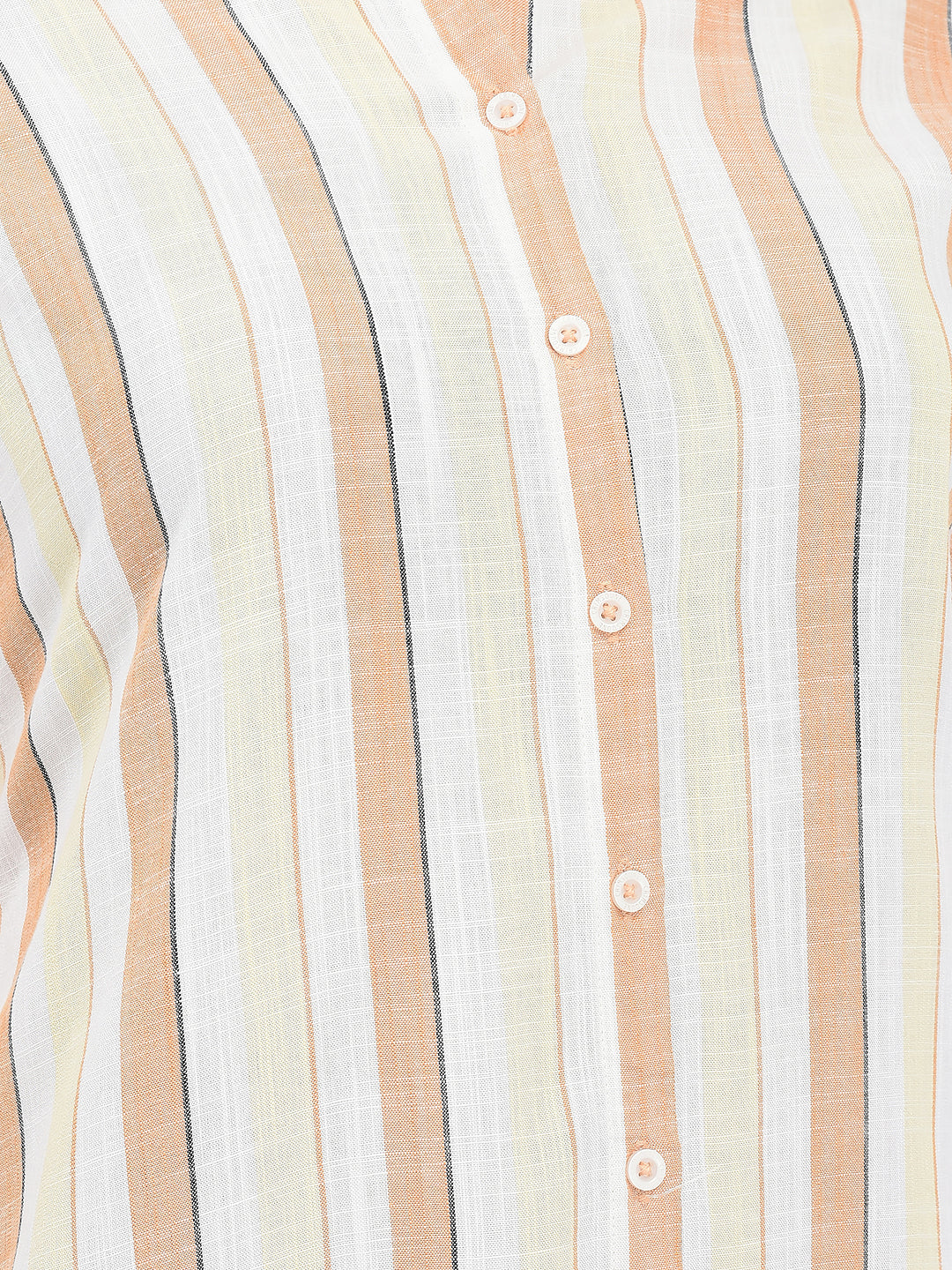 Vertical Striped Orange Longline Shirt 
