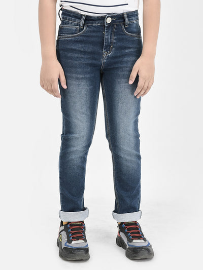 Navy Blue Heavy Washed Jeans