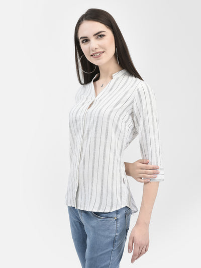 Vertical Striped White Shirt