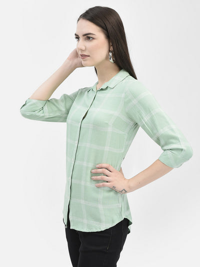 Windowpane Checked Mint Green Shirt