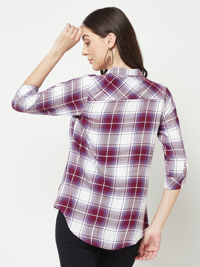  Purple Checked Causal Shirt