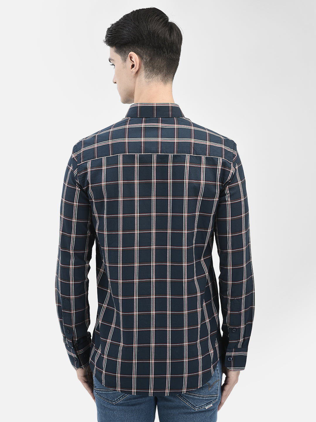 Navy Blue Checked Shirt