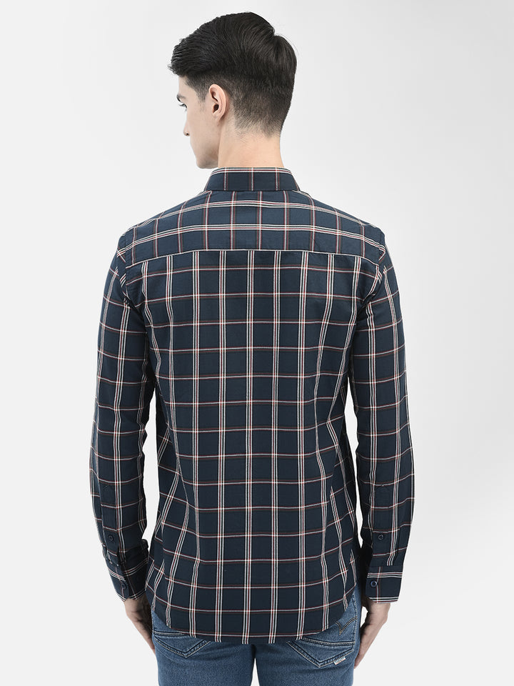 Navy Blue Checked Shirt