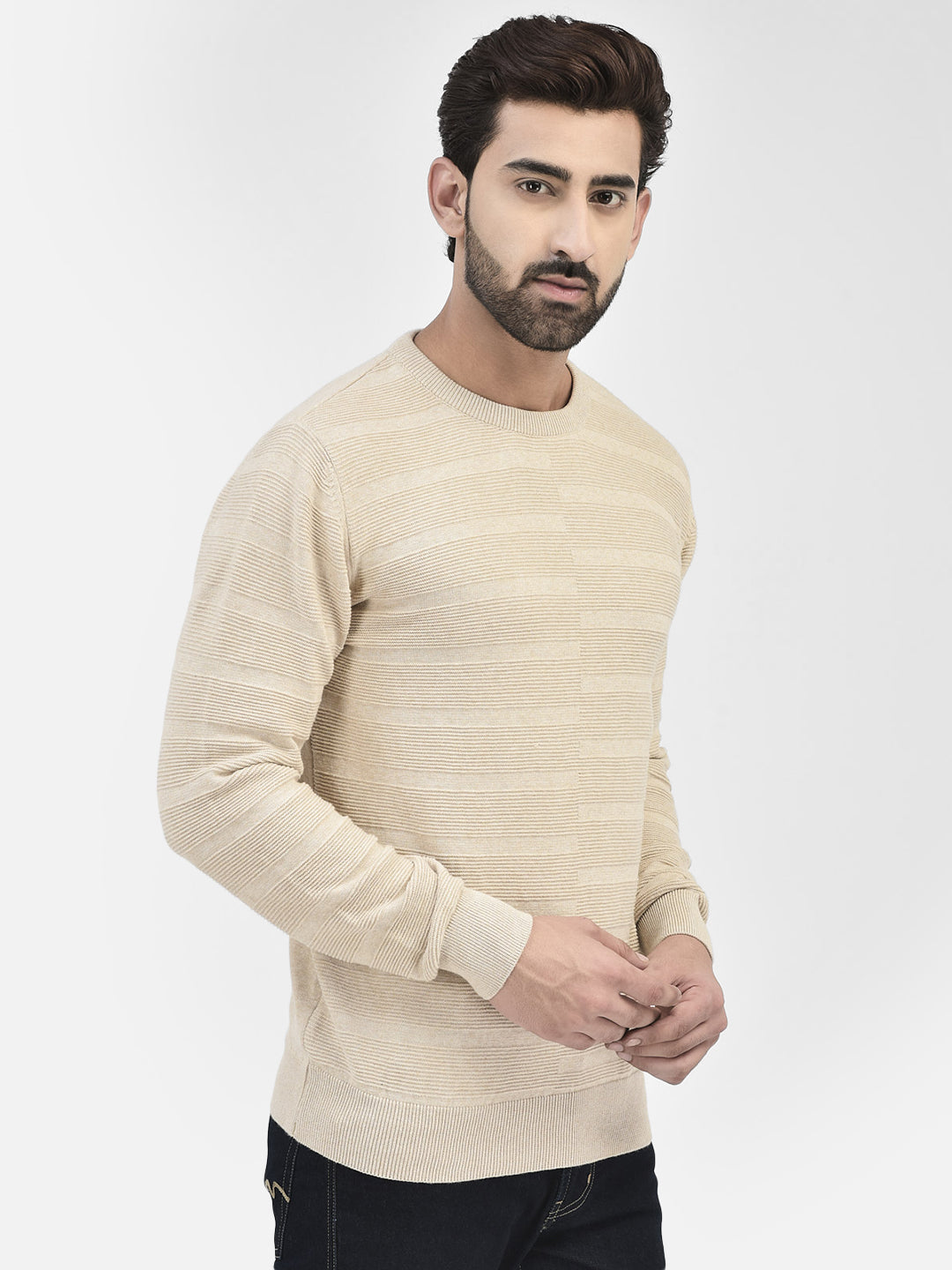 Beige Stripes Sweaters.