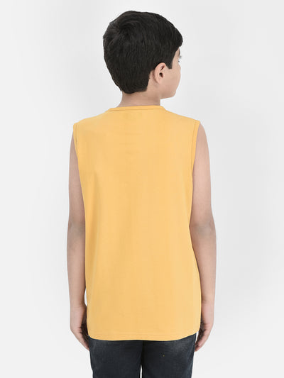  Mustard Printed Sleeveless T-shirt