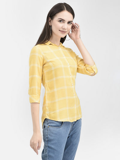 Windowpane Checked Yellow Shirt