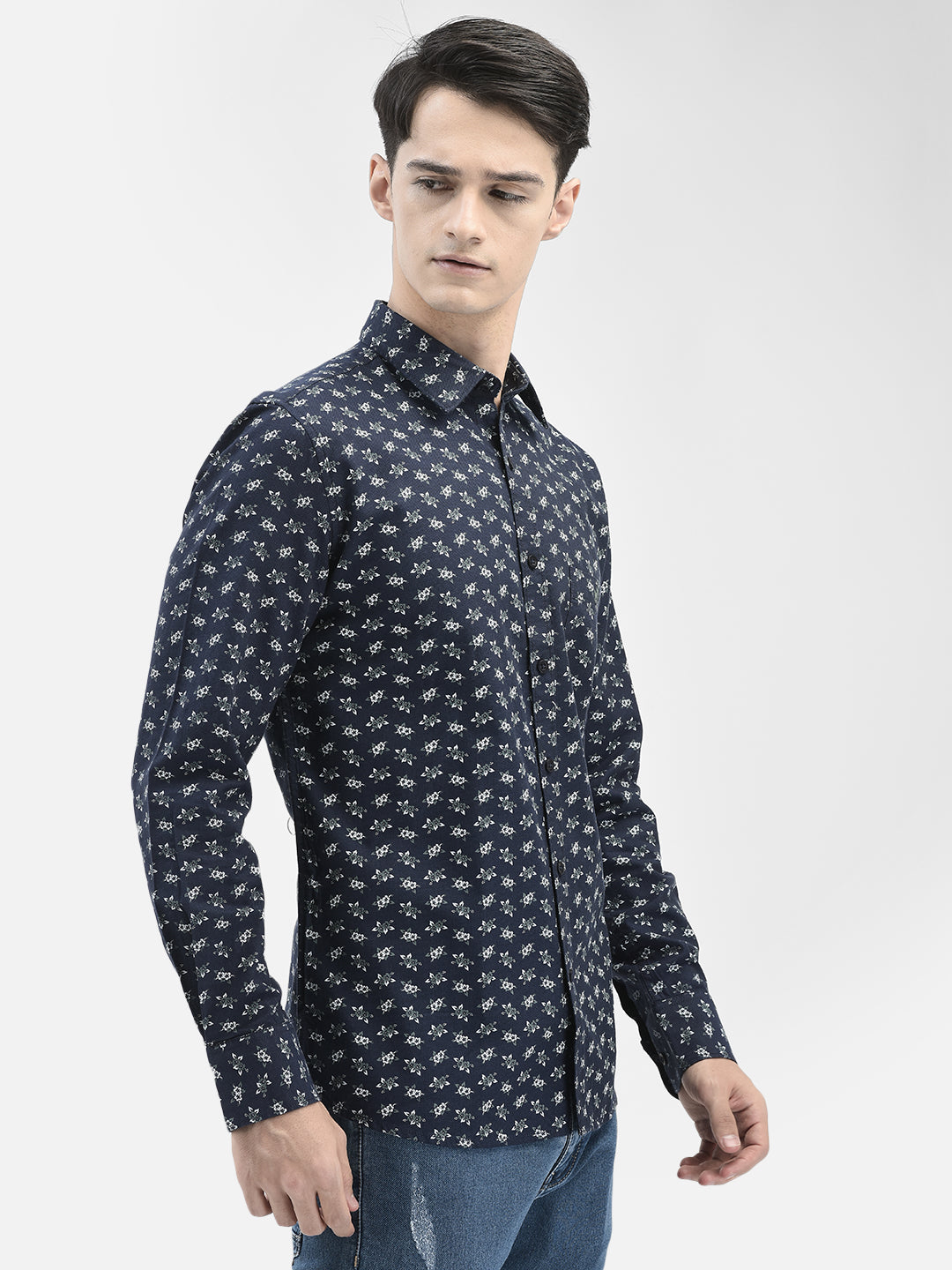 Navy Blue Floral Shirt