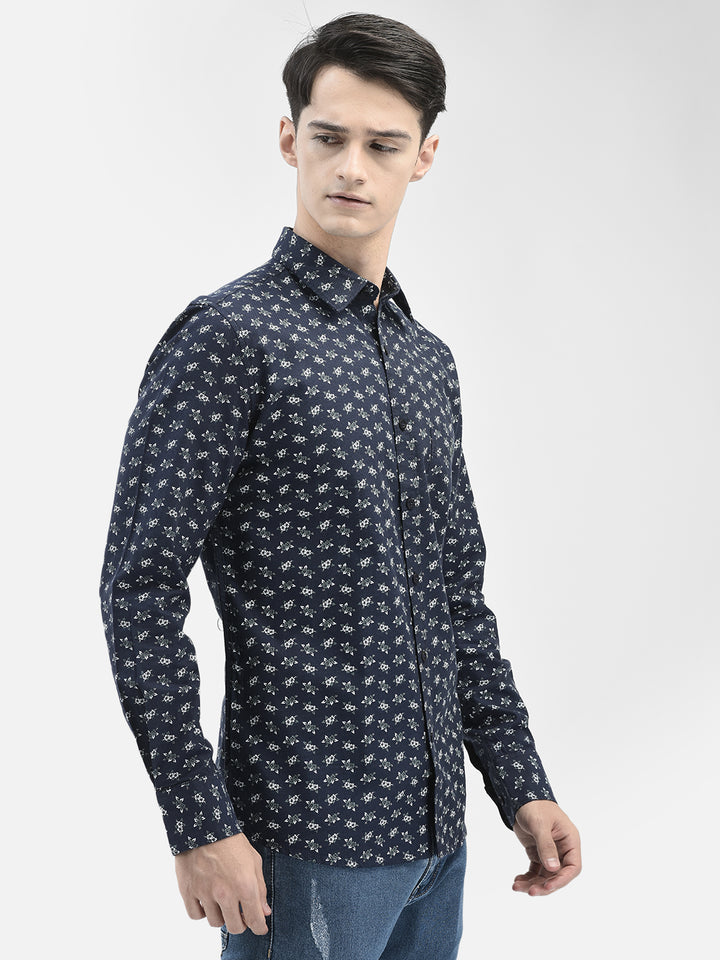 Navy Blue Floral Shirt