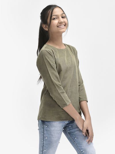  Olive Round Neck Top 