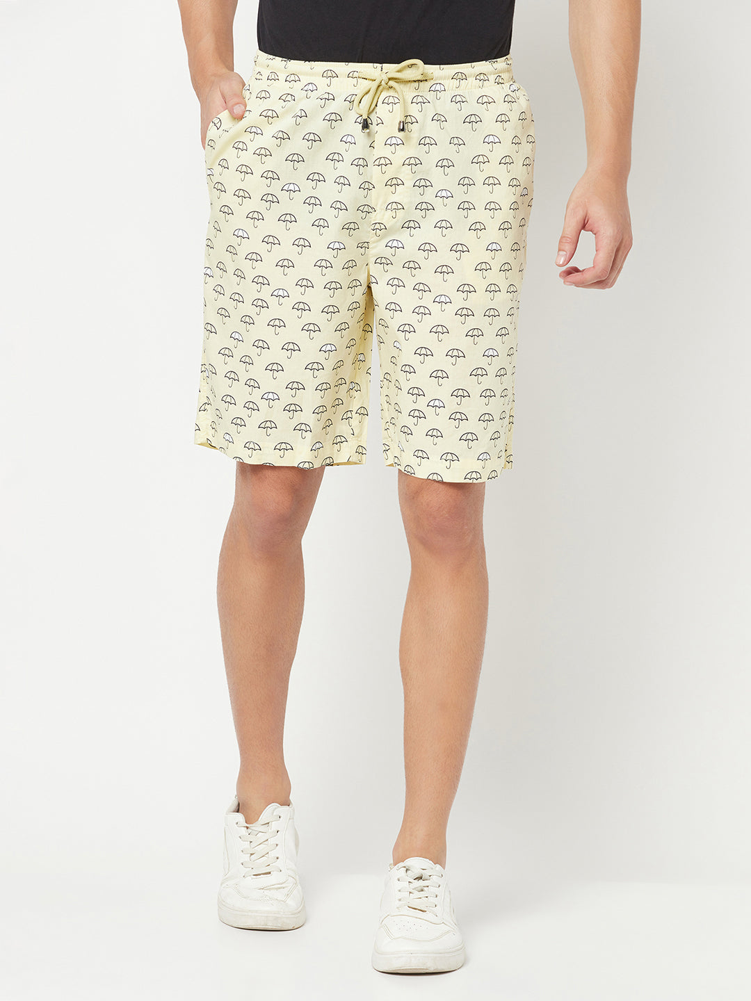 Yellow Umbrella Print Lounge Shorts