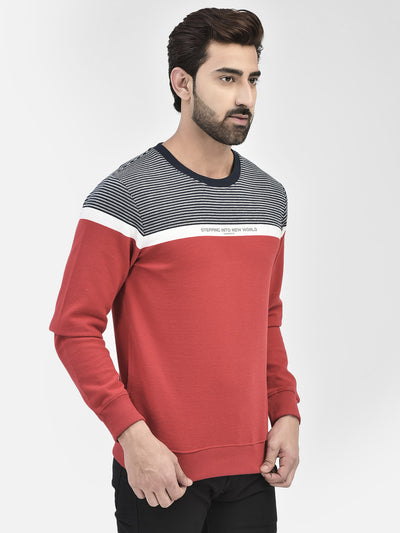 Red Colourblocked Sweatshirt.