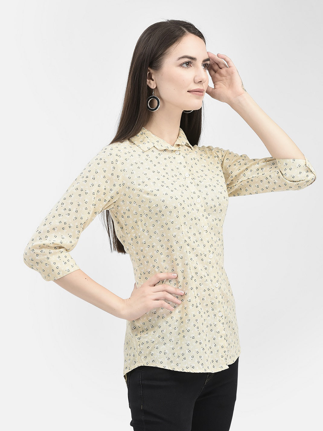 Abstract Print Beige Shirt