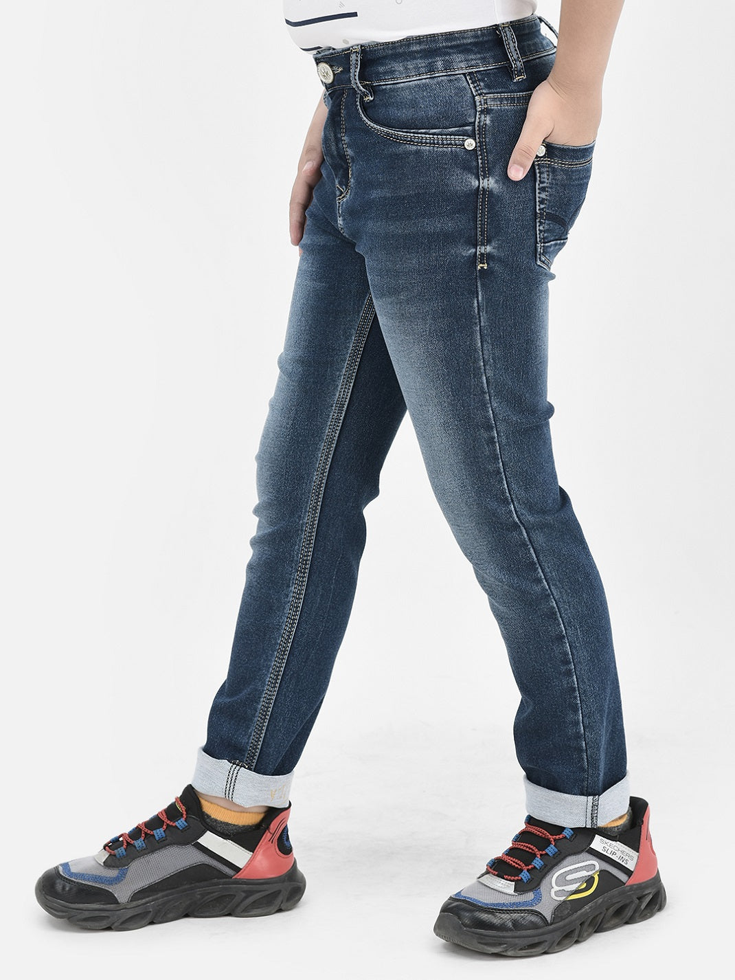 Navy Blue Heavy Washed Jeans