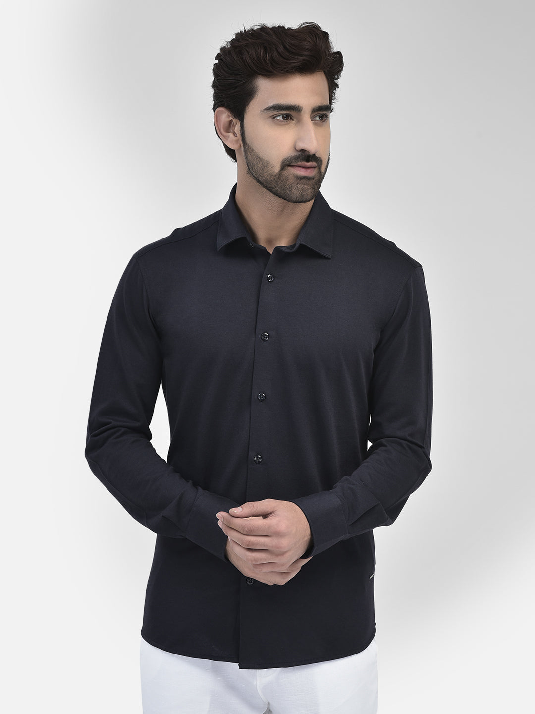 Navy Blue Pure Cotton Shirt