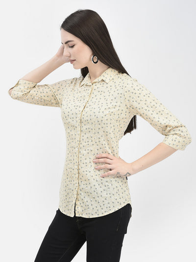 Abstract Print Beige Shirt