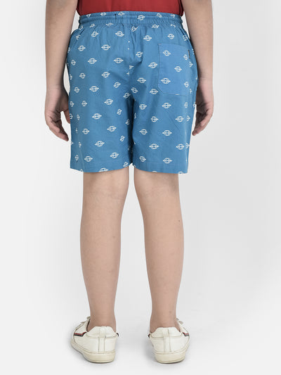 Blue Printed Lounge Shorts